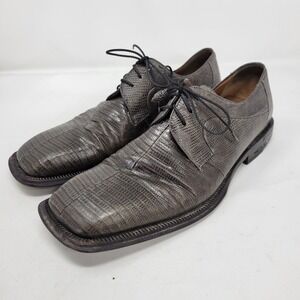 Mezlan Shoes Men 8.5 Dress Oxford Derby Loafer Lizard Skin Platinum Grey Adult